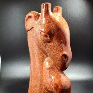 MCM Shawnee Pottery Giraffe Planter or Vase USA Mother and Baby Caramel Brown